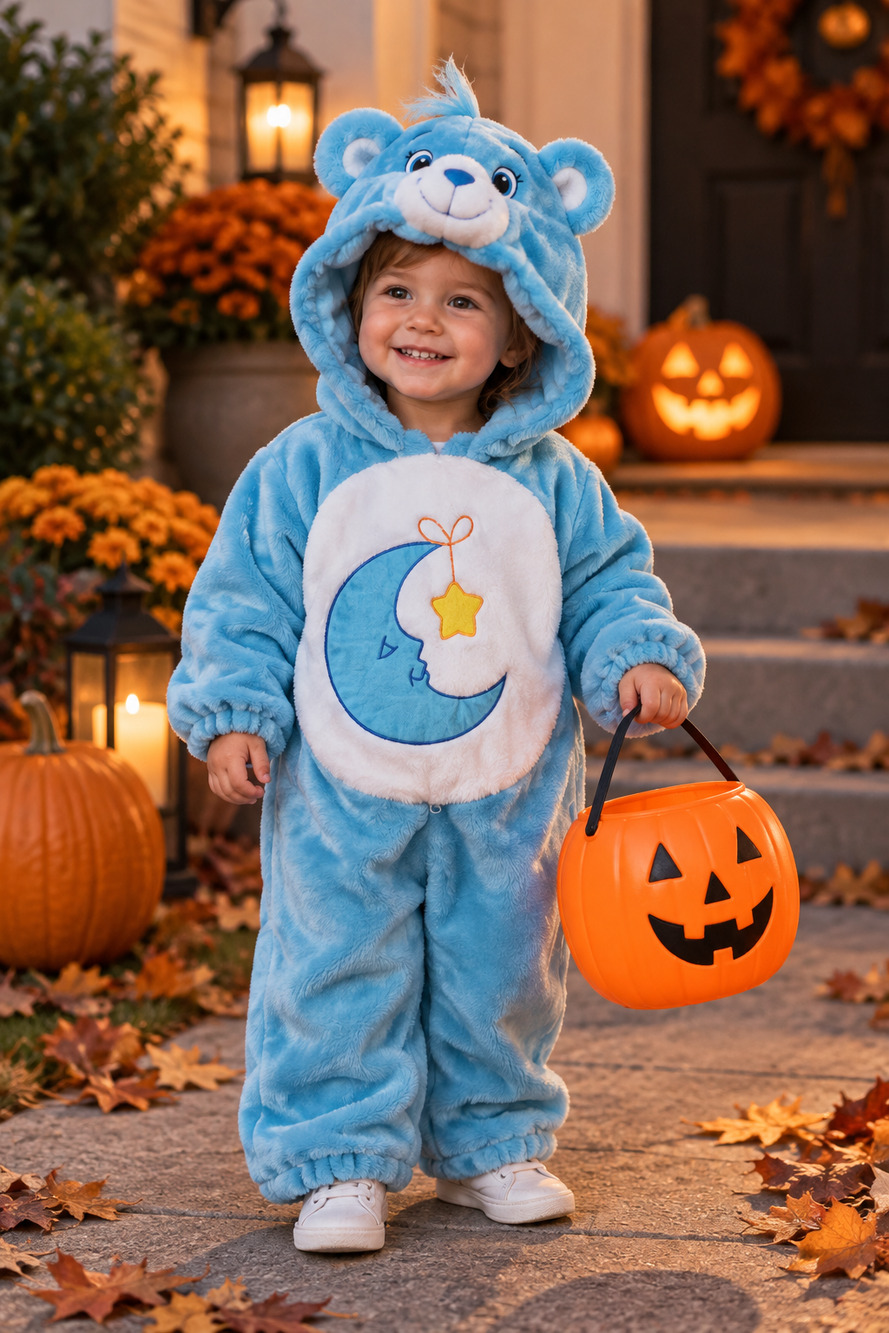 Vintage 2003 Care Bears Bedtime Bear Toddler Costume Size 1-2 Plush Halloween